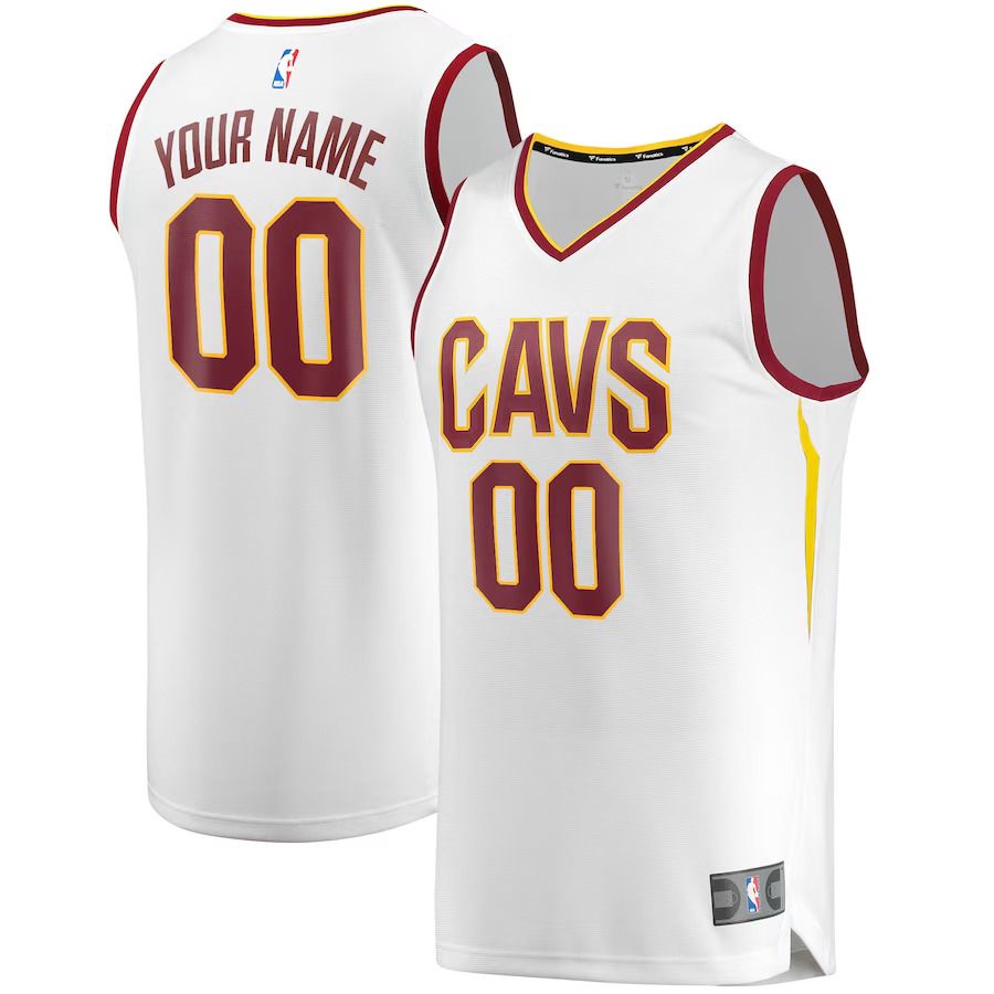 Men Cleveland Cavaliers Fanatics Branded White Fast Break Custom Replica NBA Jersey->cleveland cavaliers->NBA Jersey